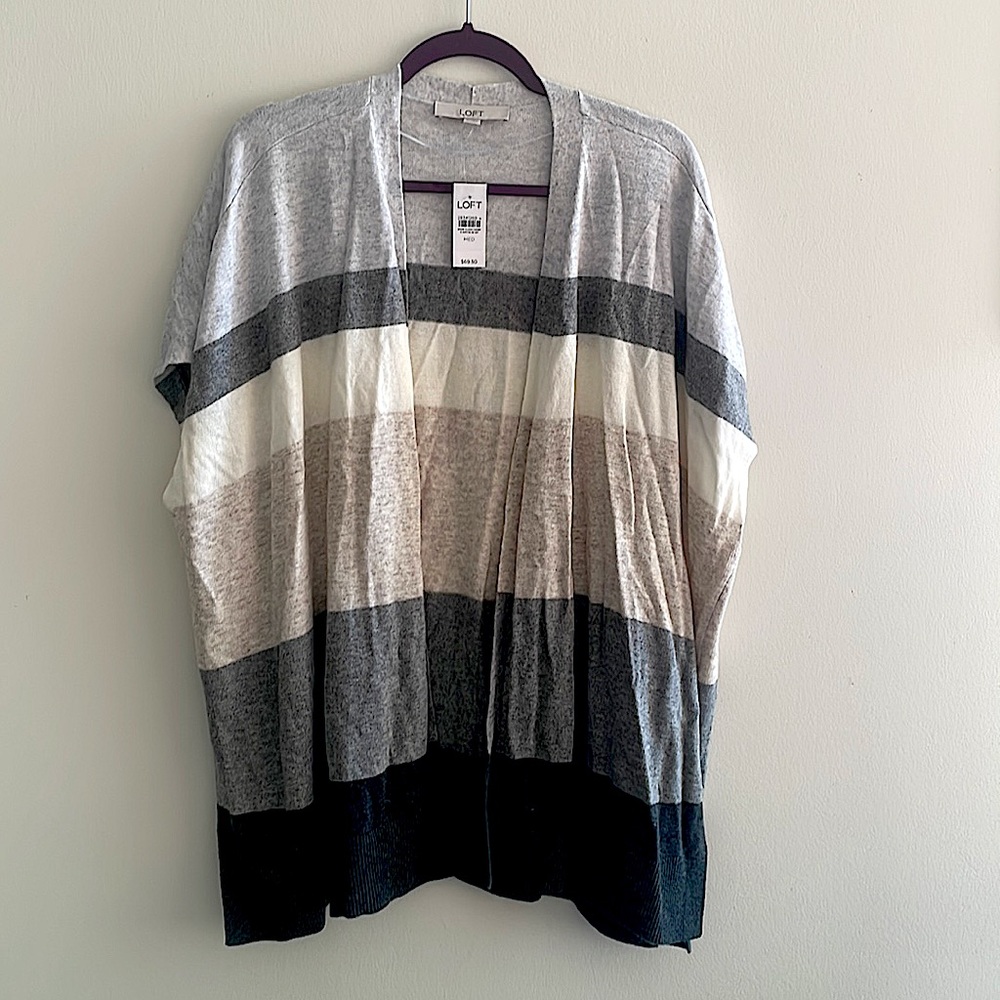 Oversized LOFT Colorblock Striped Open Cardigan/Poncho combo Size Medium